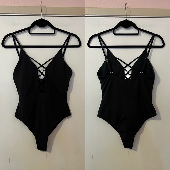 Myrtle Beach Black Lace-Up One Piece Swimsuit - Picture 2 of 13